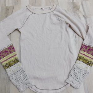 Free People Thermal Top Crochet Cuffs SZ M